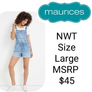 NWT Maurices overall denim shorts (L)